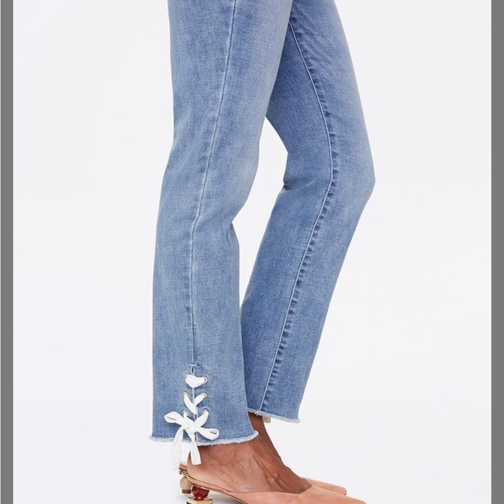 NYDJ Light Wash Lace-up Hem Jeans
